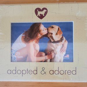 New Dog Speak Picture Photo Frame Adopted and Adored
